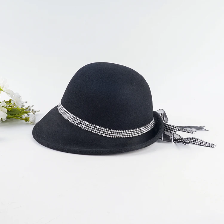 Wholesale Decorate Wool Felt Handmade Cloche Hat for Women