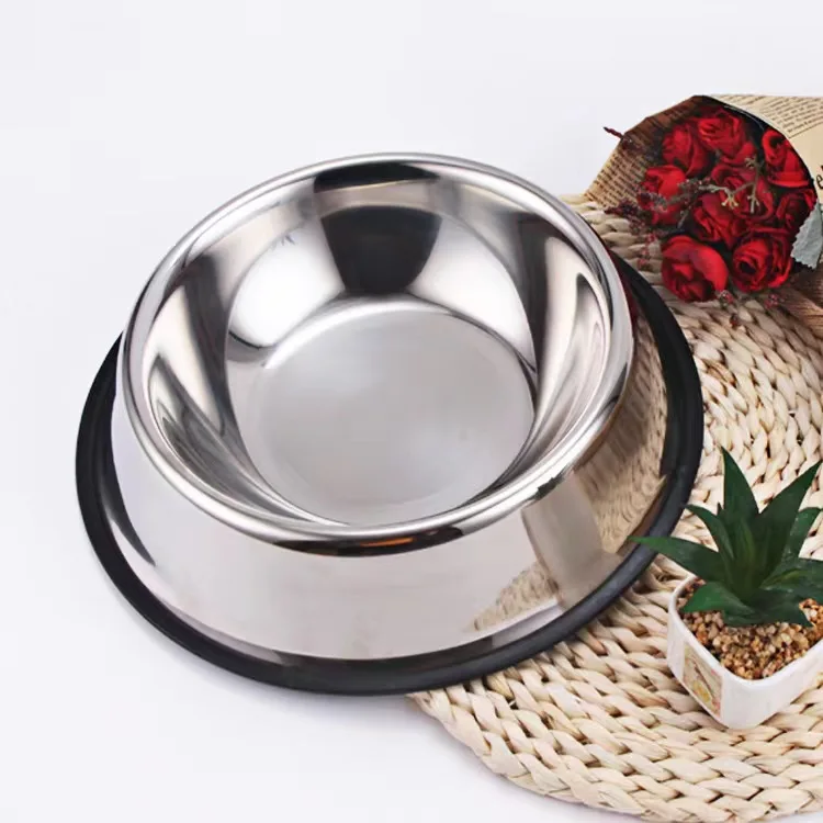 Stainless Steel Dog Bowl with Rubber Base for Small/Medium/Large Dogs, Pets Feeder Bowl and Water Bowl Perfect Choice