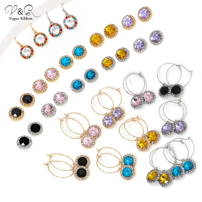 V&R Valentines Day Gifts Women Fashion Jewelry CZ Zircon earrings Diamond 925 silver Plated Rhinestone Crystal Stud Earrings