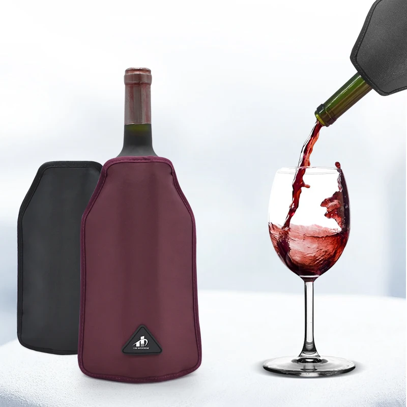 Custom logo quick cooling reusable wine ice gel pack chill bag bottle holder cooler sleeve for champagne white red wine beer