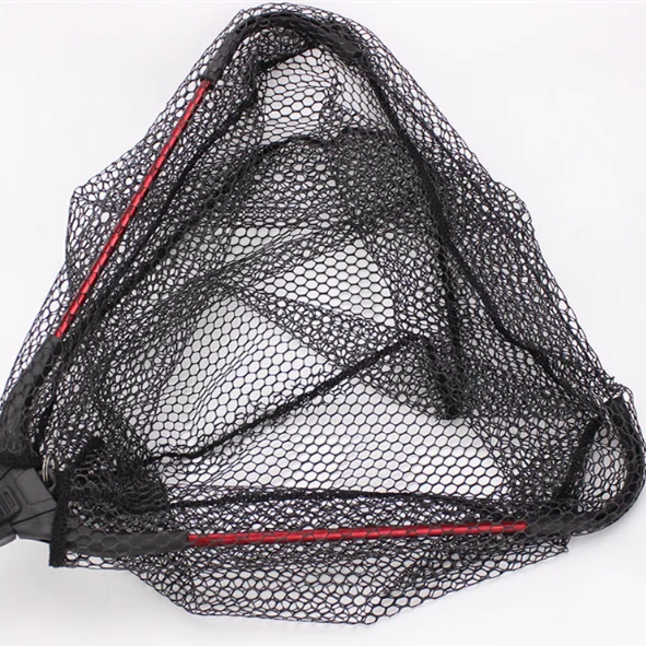 Folding Landing Fishing Net Nylon Monofilament With Double Knots Hand Easy Landing Net