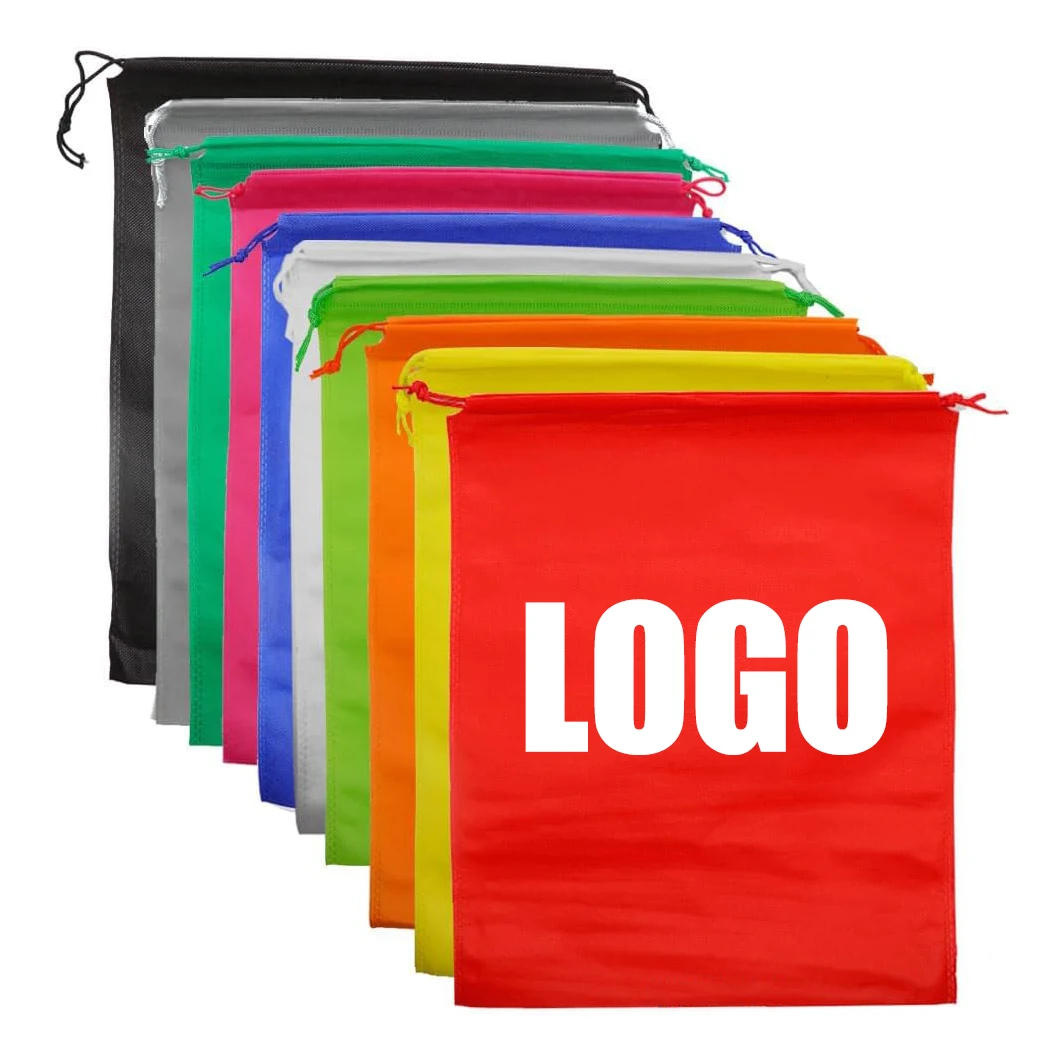 Full color wholesale Dustproof Clutter Travel home storage socks finishing Non-woven material custom size Drawstring shoe bag