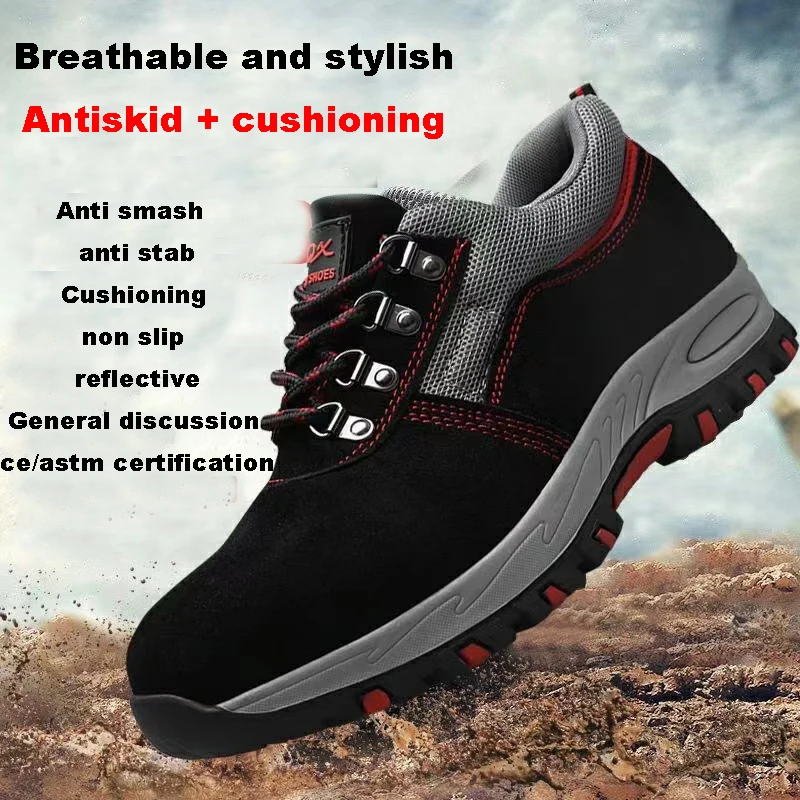 SAFETY BLAZERS Hot Selling GENUINE LEATHER Leather Anti Smashing Steel Toe Men Work Safety Shoes