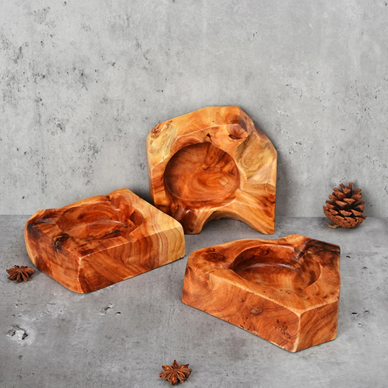 Custom Decorative Creative Wooden Cigar Ashtray Outdoors and Indoors Portable Ash Tray