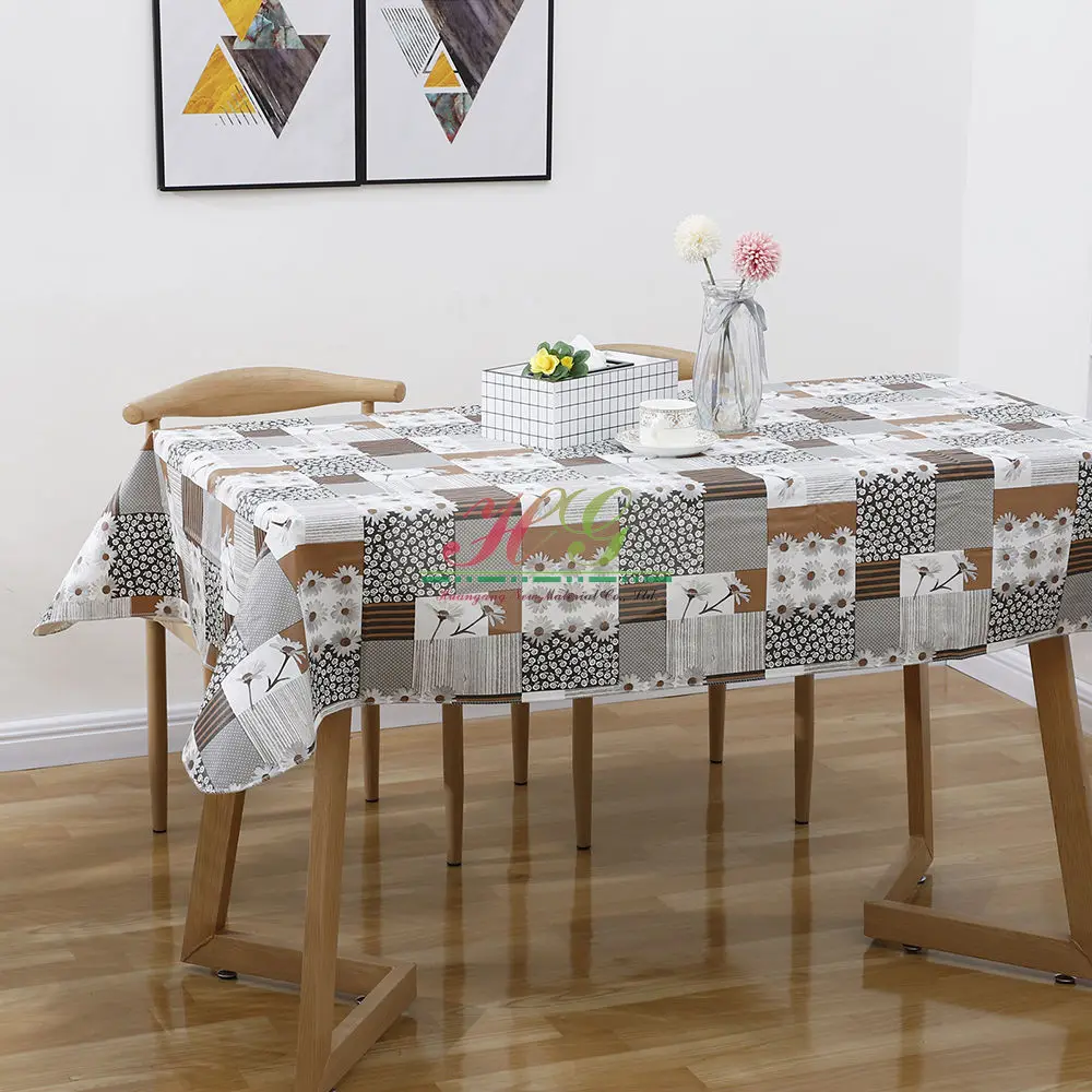 PVC Tablecloth Roll Printed PVC Table Cloth with Nonwoven Back Disposable Plastic Table Cover for Wedding Birthday Party
