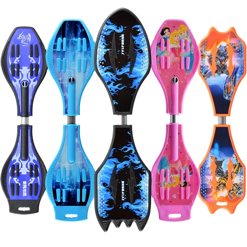 new design children adult two round flash wheel electric  skateboard deck wing vitality board rocket skateboard