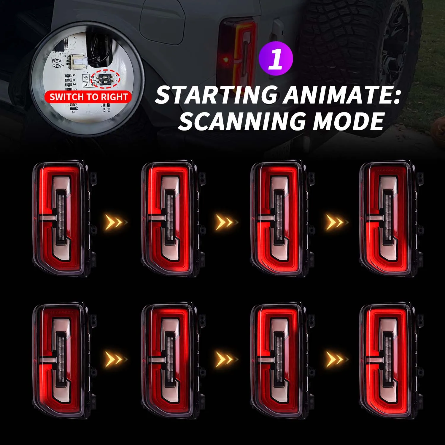 Archaic Full LED Ford Bronco Rear Lamp with Sequential Turn Signal Car Lights For Ford Bronco 2021 2/4 Door Taillights