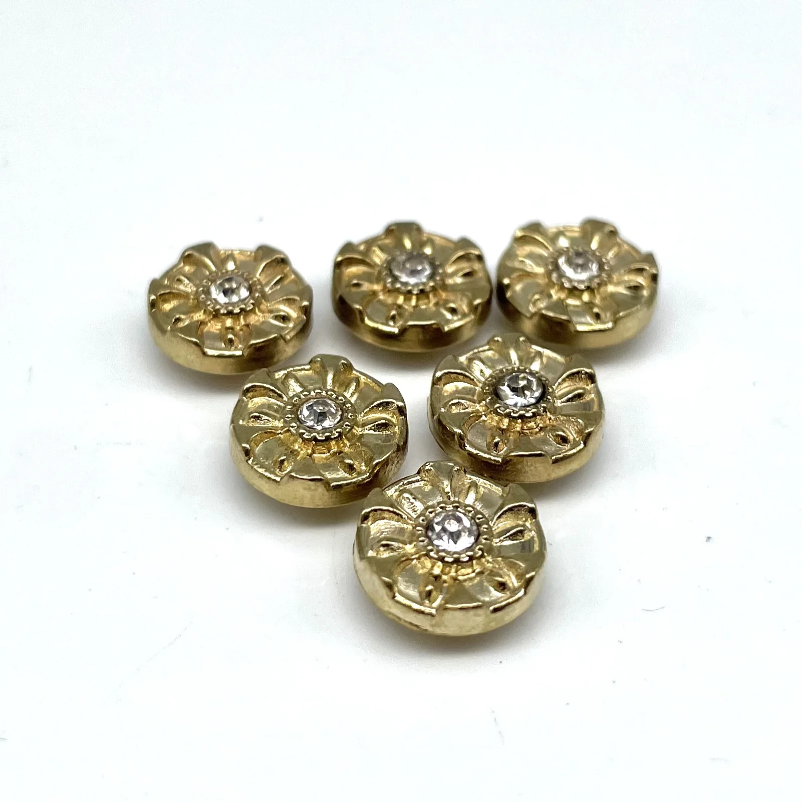 Wholesale new logo with diamond  jeans button gold plating color rivet button for clothing
