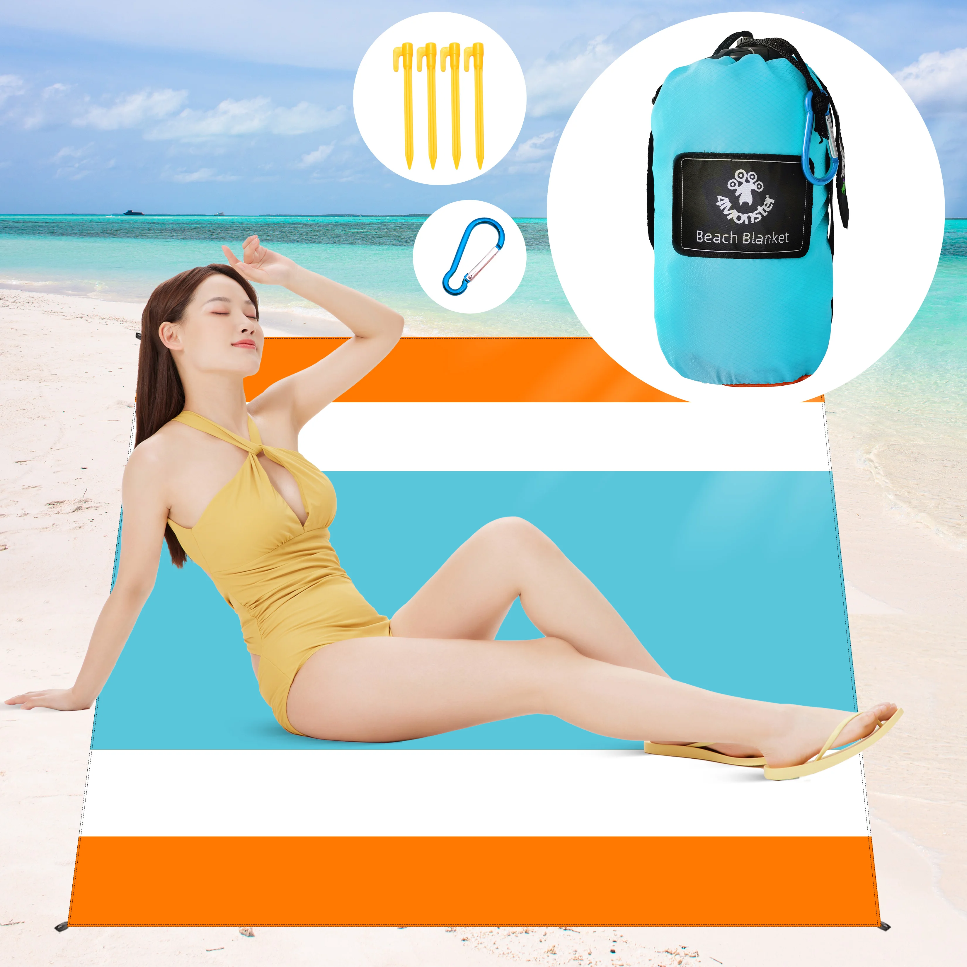  Outdoor waterproof nylon camping custom portable pocket blanket lightweight sandproof