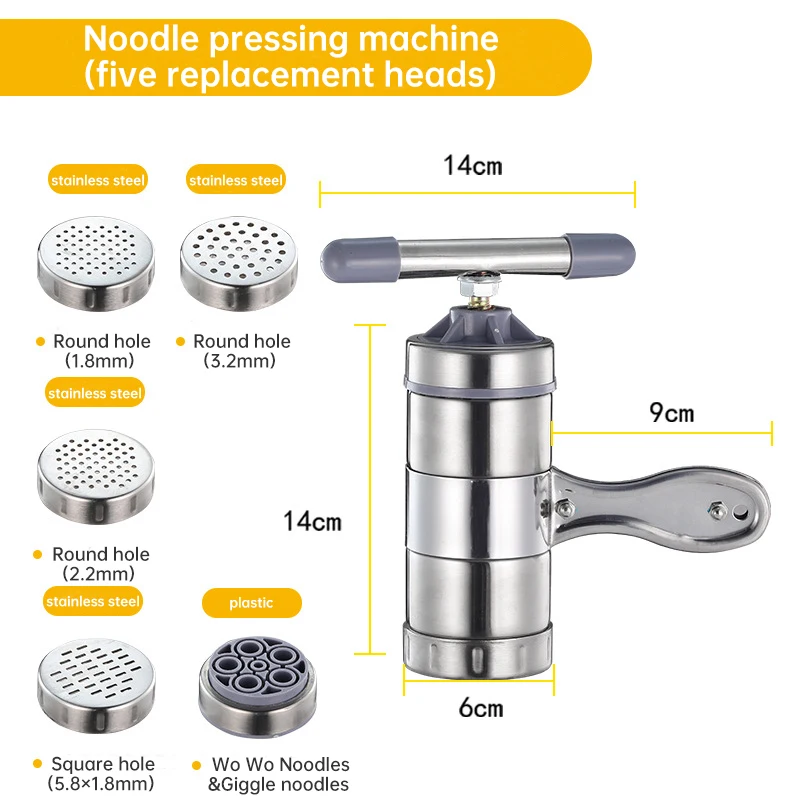 Noodles Maker Machine Portable Manual Operated Stainless Steel Sturdy Homemade Pasta Maker For Fresh Fettuccine