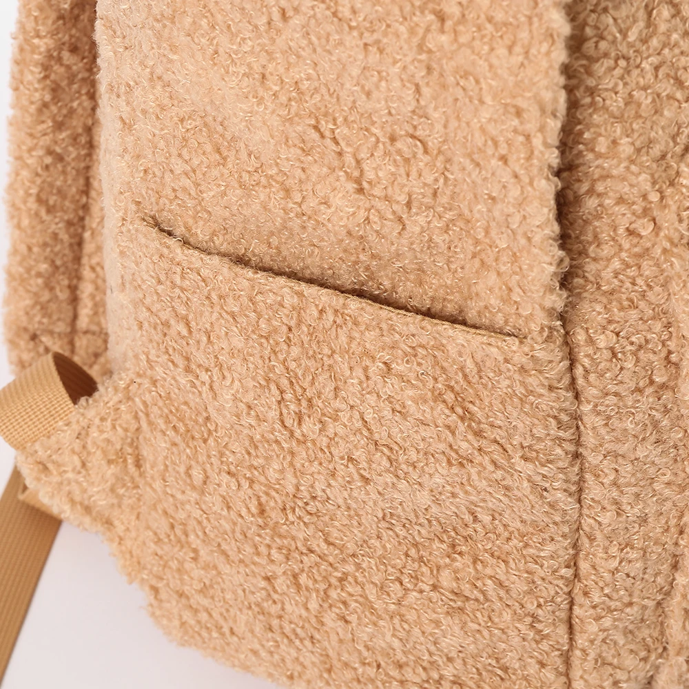 Stock Winter Kids Teenager Sherpa Backpack Customizable Travel Teddy Backpack School Bag Backpack