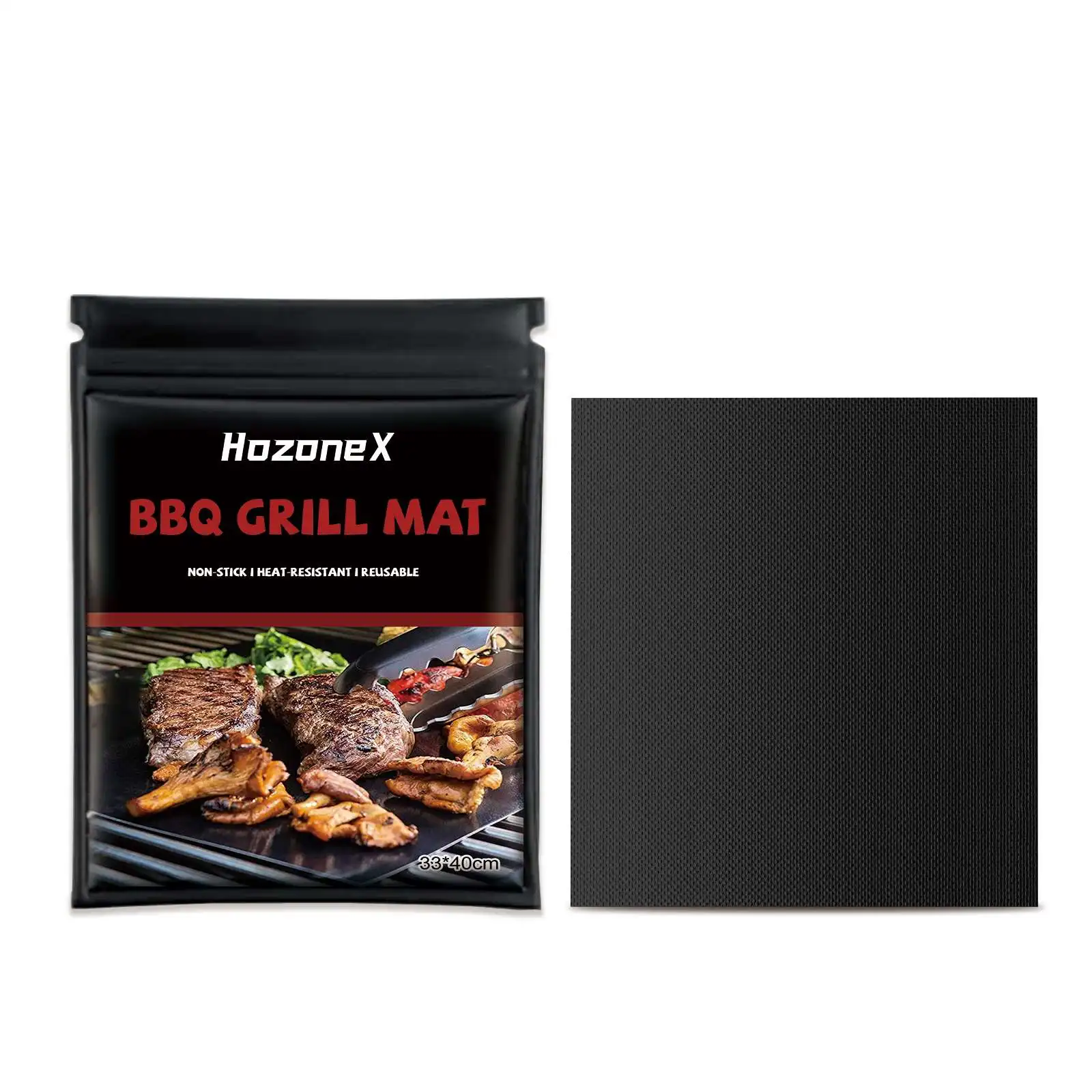 Hozonex Wholesale Private Label Non Stick Heat Resistant Reusable BBQ Grill Mat Sheet High Quality Barbecues Grilling Mat