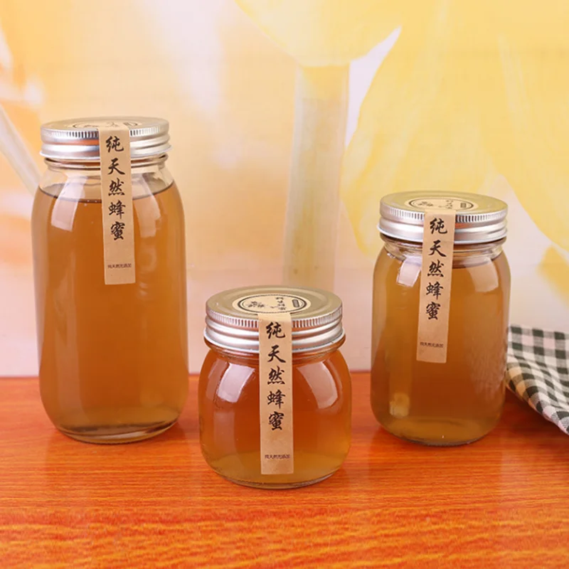 750ml glass honey jars for sale large food grade round glass honey jar honey storage bottles