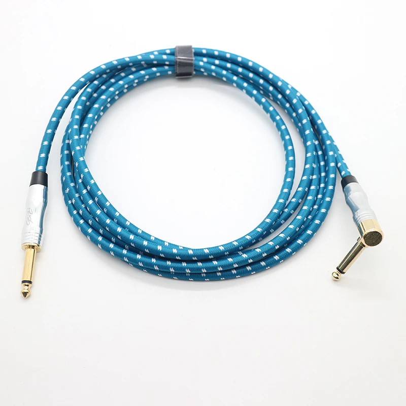 2024 Hot Sale 3M 6.35mm Full Gold Plating Multi-Colored Guitar Cable