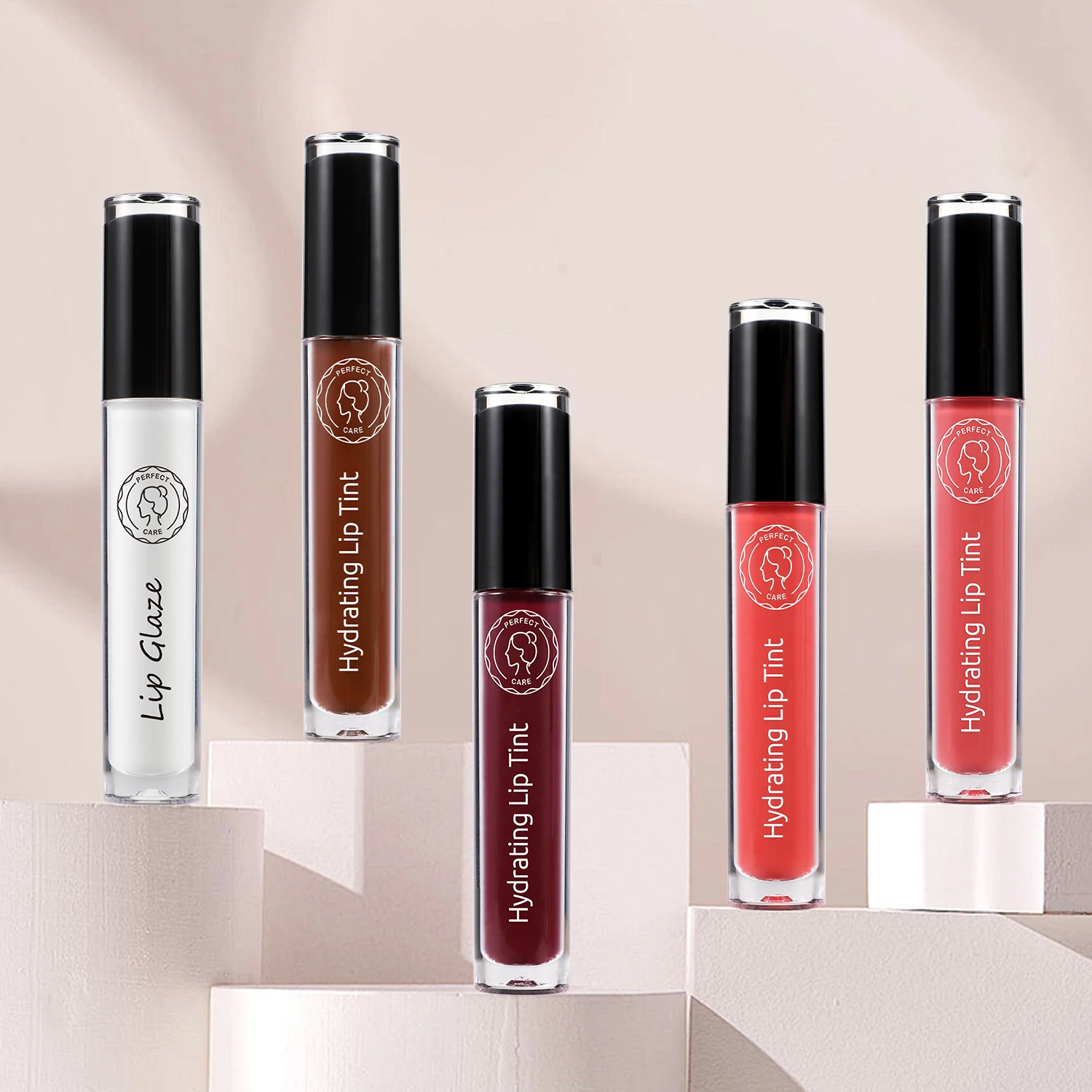 Perfectcare New 5-Color Glossy Matte Lip Gloss Waterproof Lipstick Long-Lasting Non-Stick Lip Glaze For Cosmetic