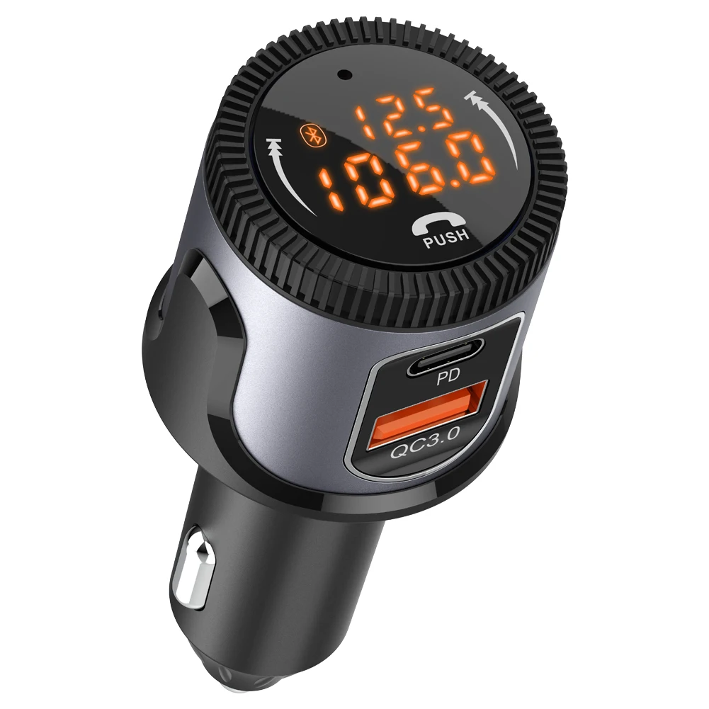 Auto Bluetooth Car FM Transmitter Dual Charging PD QC 3.0 with Memory Playback Noise Cancellation MP3 Car FM Modulator