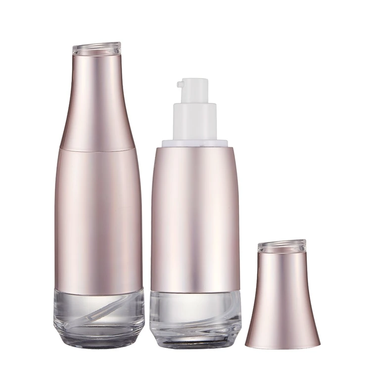 
High Quality Custom Color Container Round Glass Pump Bottle Skin Care Package 