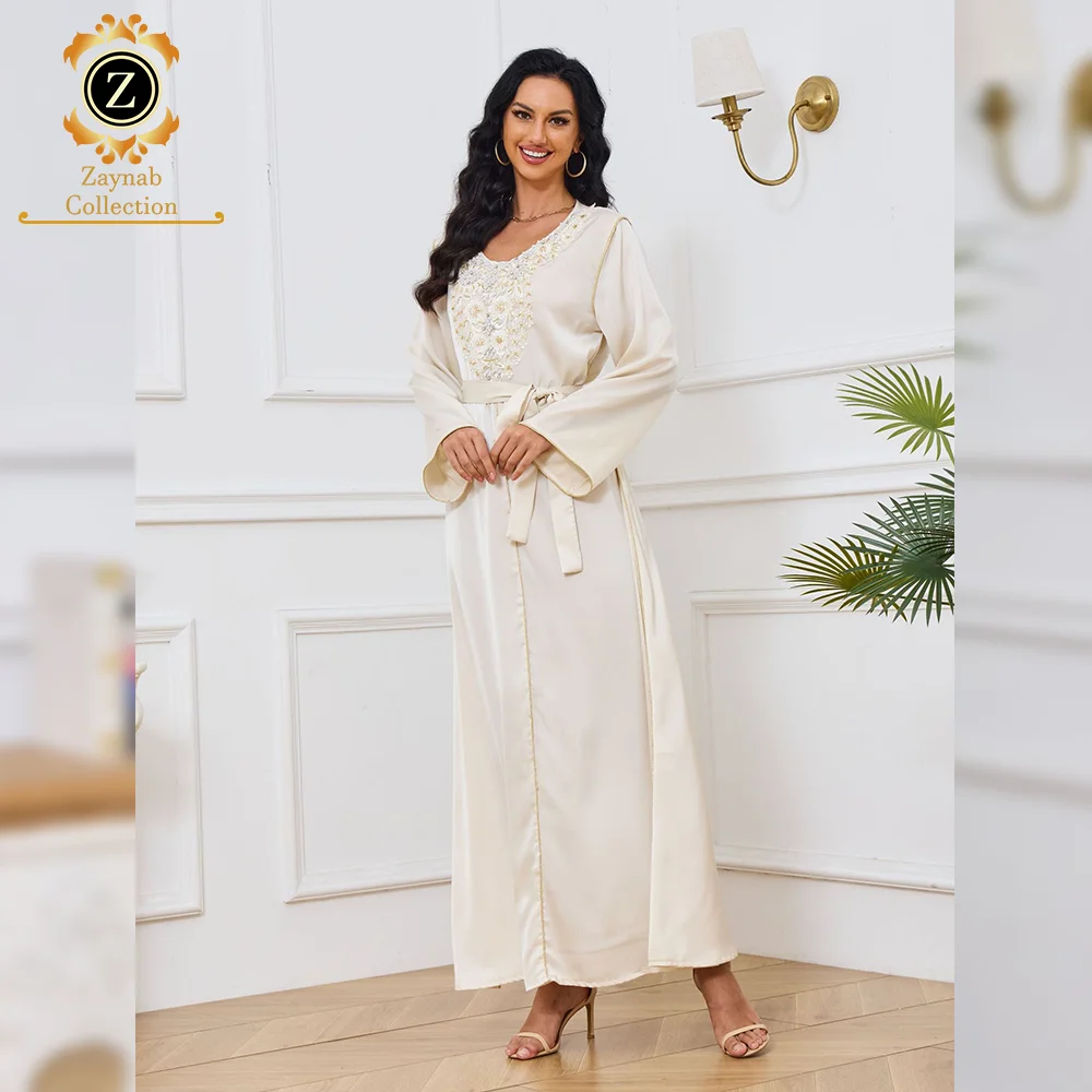 Zaynab Abaya Повседневные платья Eid Uae Abayas Турецкая ткань оптовая продажа женское мусульманское платье Jalabiya