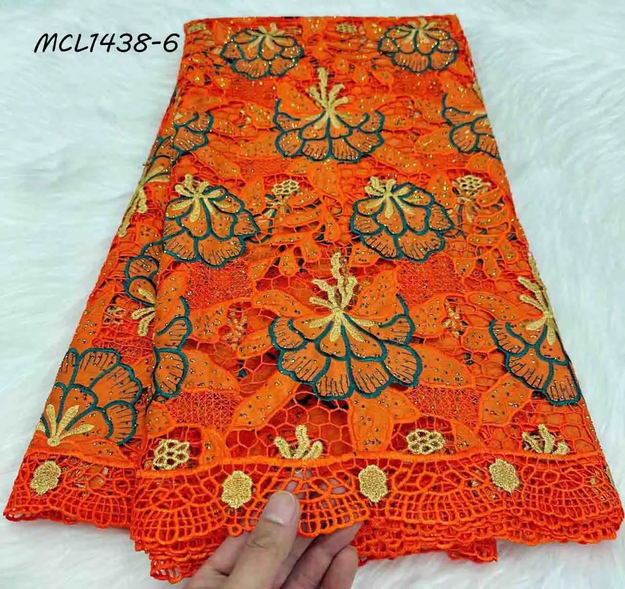 High quality bridal lace fabric chiffon cord embroidery floral hollow out wedding guipure lace fabric for africa women dress