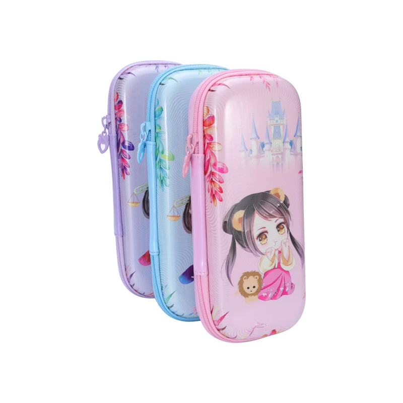 Custom Large Capacity Kid Hard School Pencil Bag Children Kawaii Cute Colored Eva Stationery Pencil Case 3D For School Girls