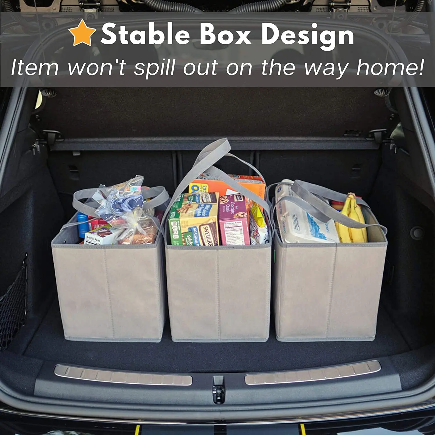 Heavy duty non-woven Box Bags Large Premium Reinforced Bottom reusable grocery collapsible tote bag with Extra Long Handles