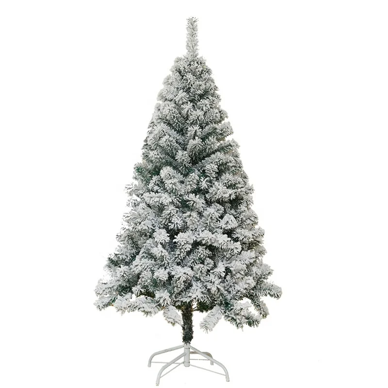 2024 China Manufacturer Wholesale White Snowing Decorative Snow Flocked Christmas Tree Outdoor Artificial Tree