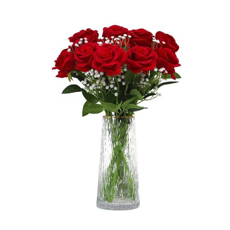 Factory New Product Artificial Single Velvet Roses Flower Decorative Flowers