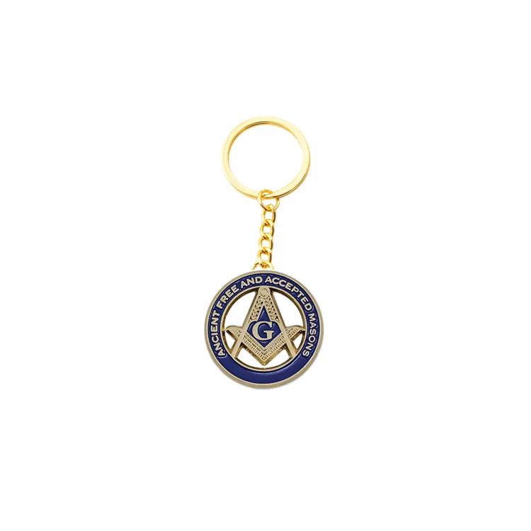 Factory Customized Freemason Compass Keychain Freemasonry  Masonic Llavero Keychains Keyrings Bespoke Custom Logo Masonic Key