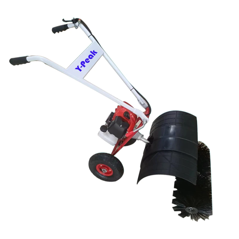 Steel Garden Grass Leaf Sweeper Powered Push Broom Tow Snow Lawn Sweeper With Wheels