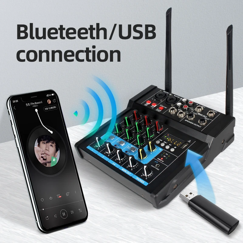 USB Запись воспроизведения компьютера с эффектами 4 канала аудио интерфейс микшер для пения