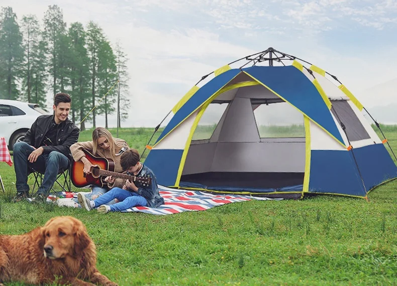 200*147*126cm 4 Season Double-layer Polyester Waterproof Family Outdoor Portable Automatic Pop-up Pup Tent Camping