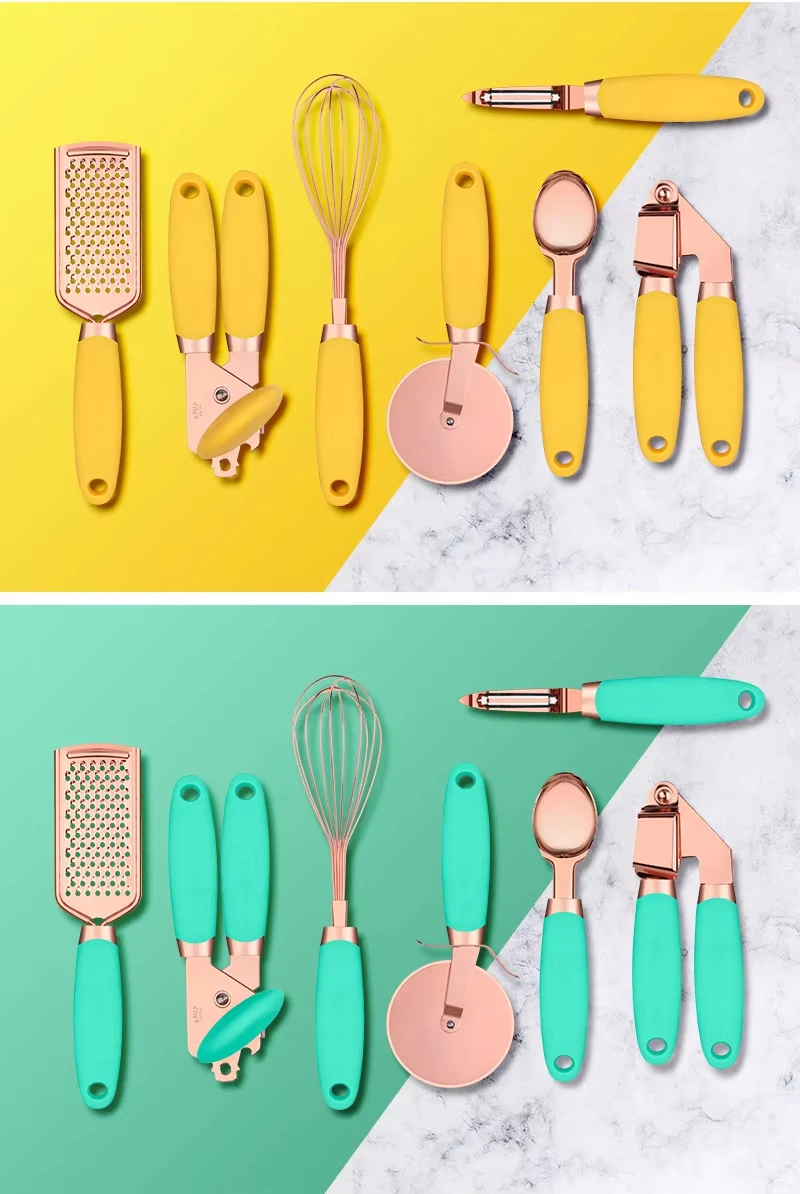 Kitchen Tools Set 7 Stainless steel can opener Pizza knife egg beater Melon grater Baking tools