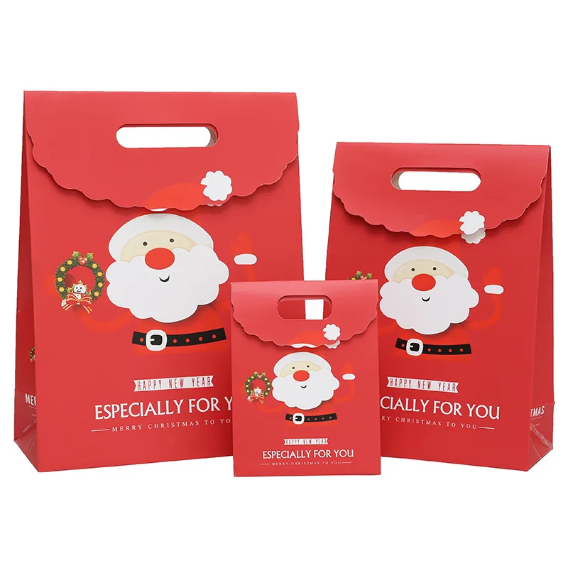 2024 New Design Tote Bag Merry Christmas Red And White Gift Bags Bio-degradable Packaging Bag