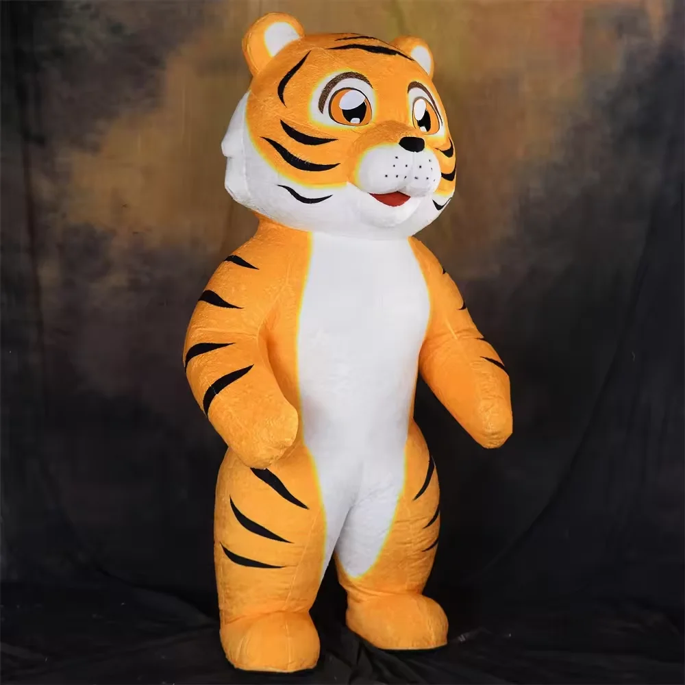 Custom Plush Character Animal Long Fur Tiger Paw Dog Cosplay Party Inflatable Mascot Costume Cartoon Cosplay Suit For Adult