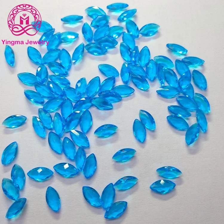 Wuzhou wholesale marquise cut gemstone 1.5*3mm-6*12mm red green blue black aqua blue loose crystal glass stones