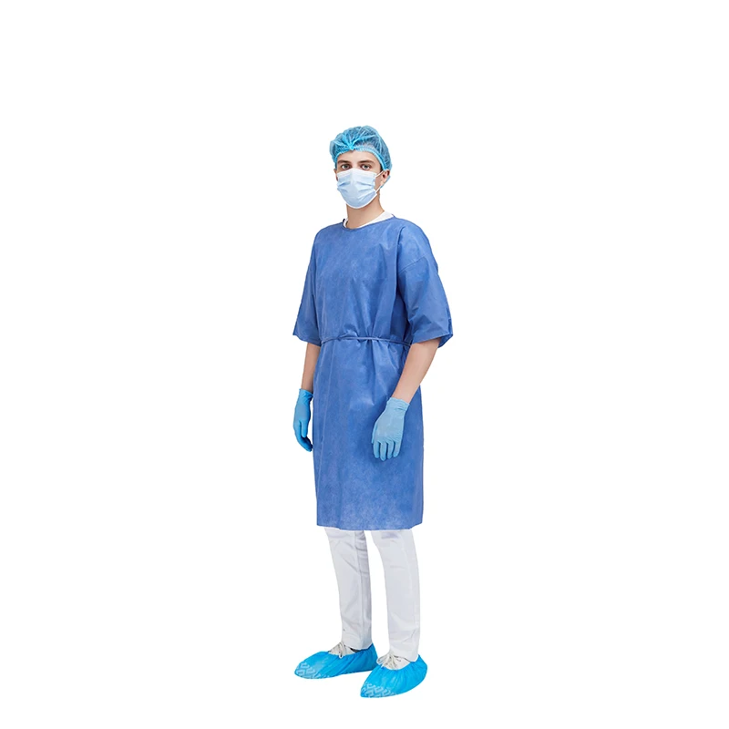 Factory Promotional Disposable Green Blue 18 GSM PP Non Woven Non Woven SMMS Patient Gown Uniform