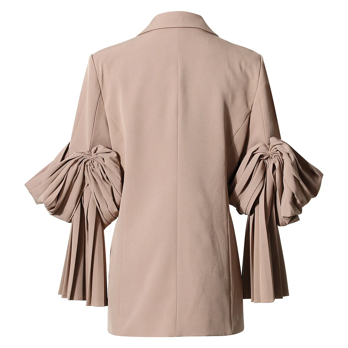 New Fashion Ladies Blazer Long Sleeve Slim Fit Blazer 100% Polyester Ladies Shirring at Sleeve Blazer Jacket Standard Knitted