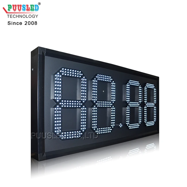 Outdoor Waterproof 12 Inch White Color LED Digits Number Gas Price Digital Sign Led Oil Price Sign For Gas Sale