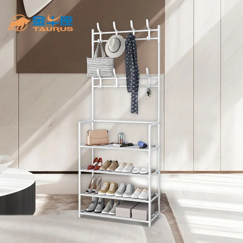 Hot sale modern simple coat hanger and shoes storage rack display rack assemblable shoes and coat rack