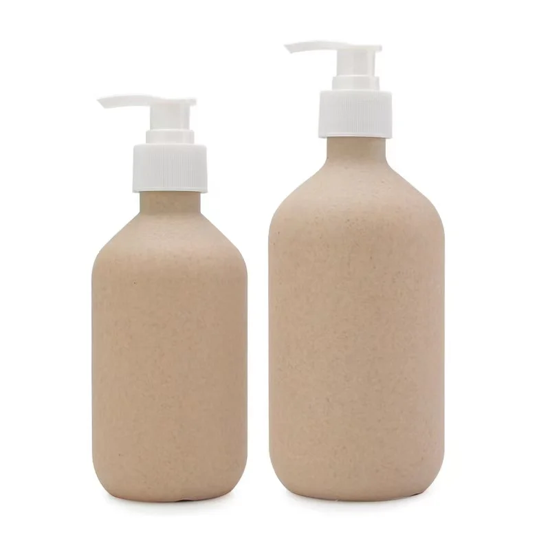 PLA biodegradable cosmetic packaging plastic bottles 100ml 250ml 300ml 500ml wheat straw bottle