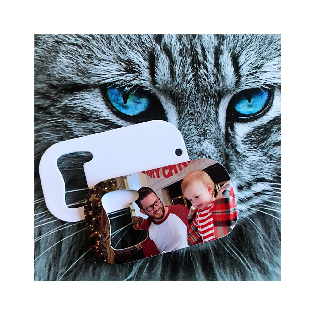 Персонализированные нержавеющая сталь пива открывалка для бутылок Dog Tag брелок Глянцевая Белая пустая сублимационная печать