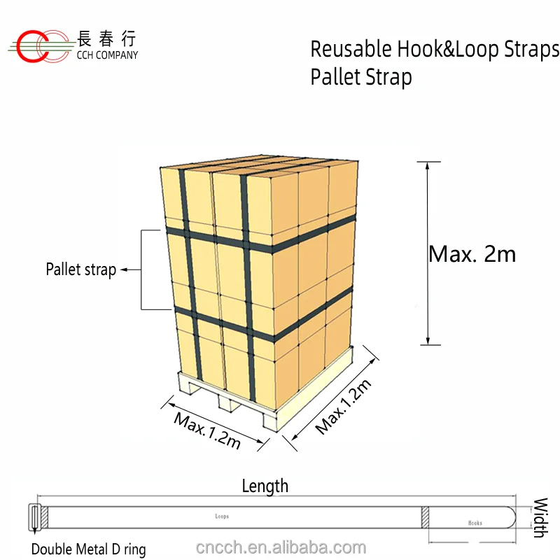 Reusable cinch straps Hook and loop pallet strap with buckle for heavy duty