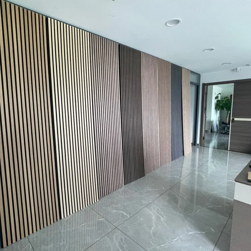 Ecoupp Interior 3D Sound Reduction Wood Slat Fabric Cladding Sheet High Quality Acoustic Wall Panels