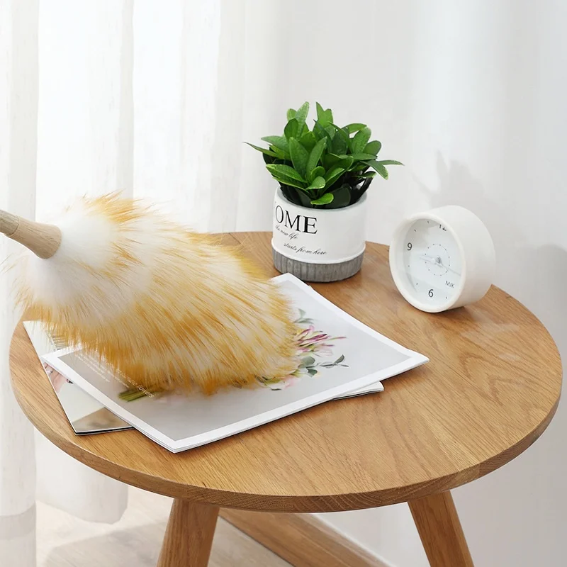 Wooden Handle and Eco-Friendly Reusable Handheld Wool Duster