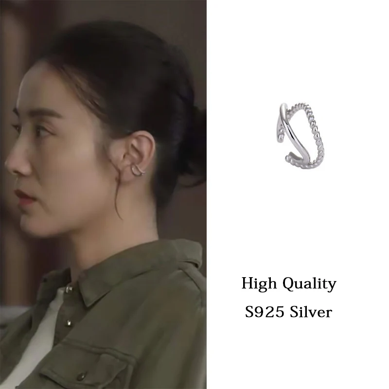 
925 Sterling Silver Ear Cuff Earrings for Women Adjustable Non Pierced Clip On Cartilage Helix Earrings Silver 