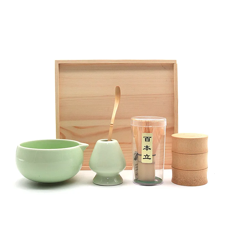 Estick Factory Price Wooden Hot Selling Custom Logo  Matcha  Tea Set Box Bowl Bamboo Whisk Tin Japanese Matcha