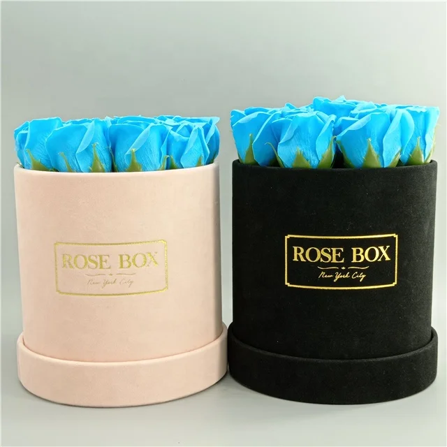Colourful velvet custom round rose gift box