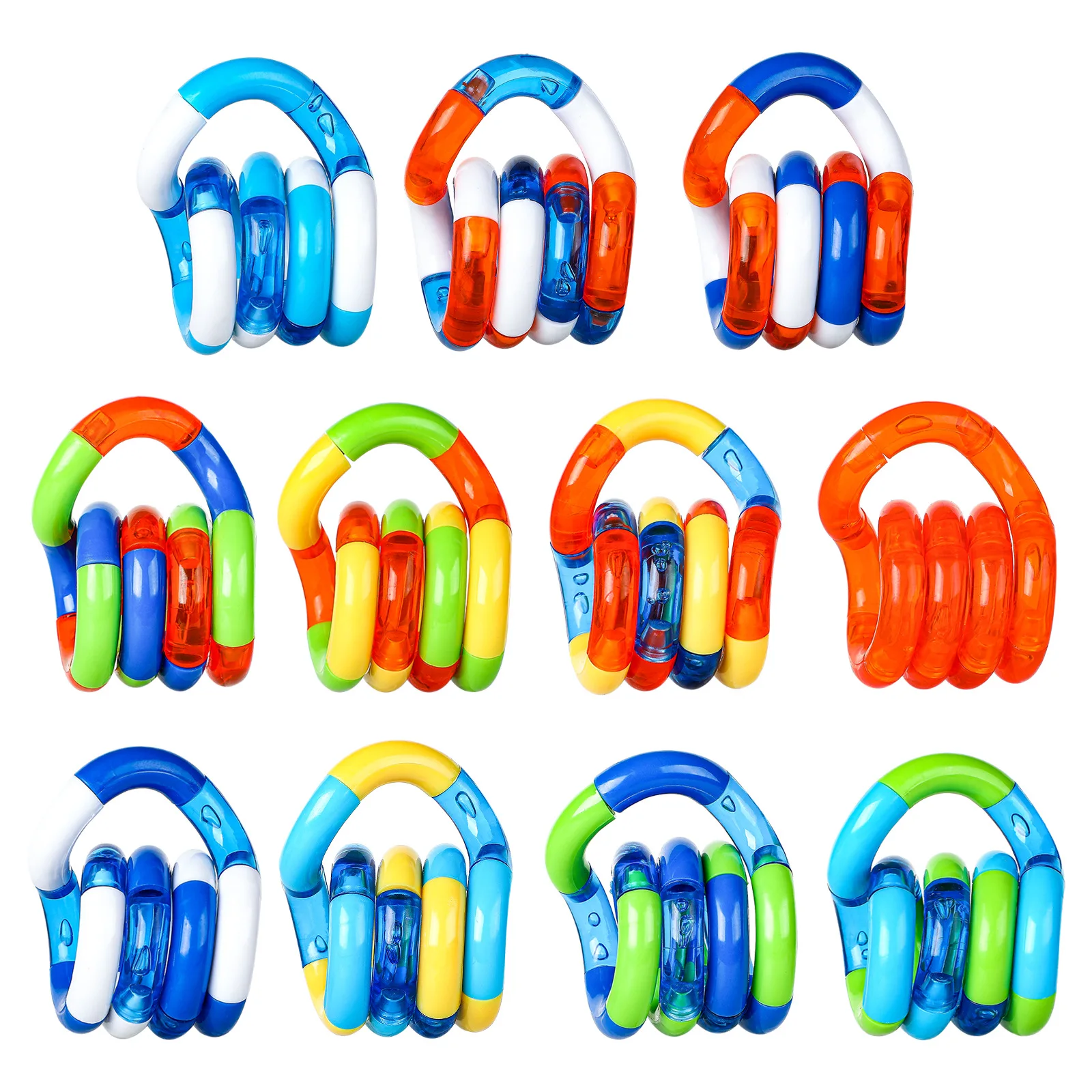 
Newly 12-Section Multicolor Deformation Rope Magic Cube Track Toy Decompression Sensory Fidget Roller Cube Toy 