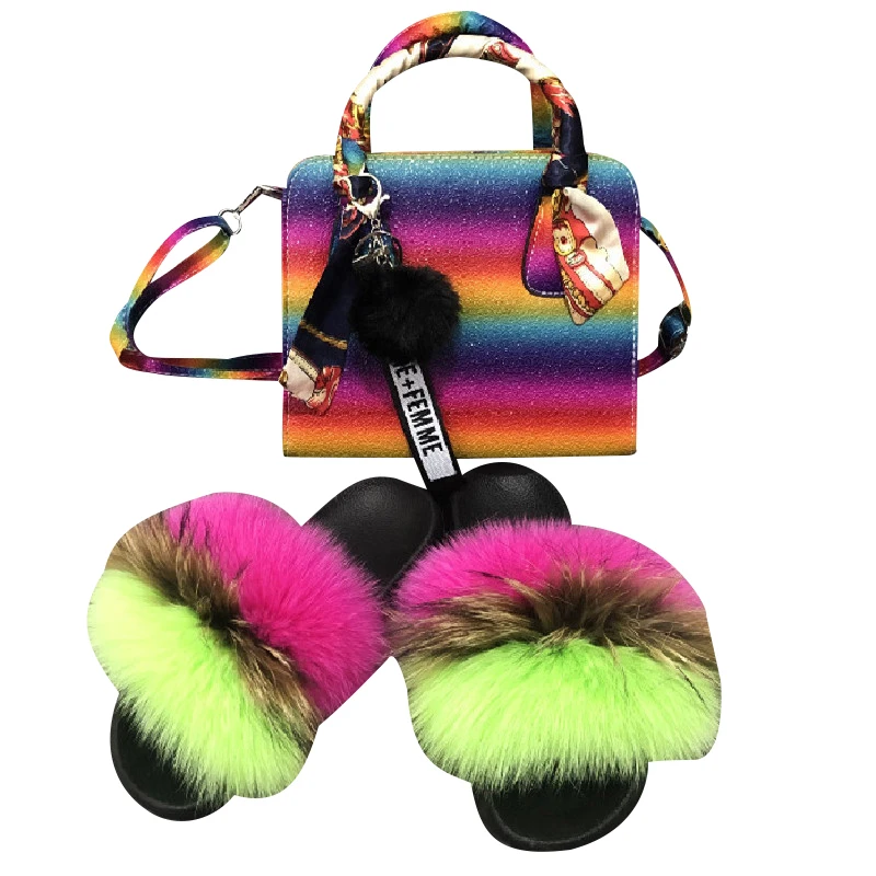 Back Pack  Span Bag Jelly Bag Suit Party Sandals Slippers for Women 2021 Fur Fur Slippers Wallet Flip Flop Slippers