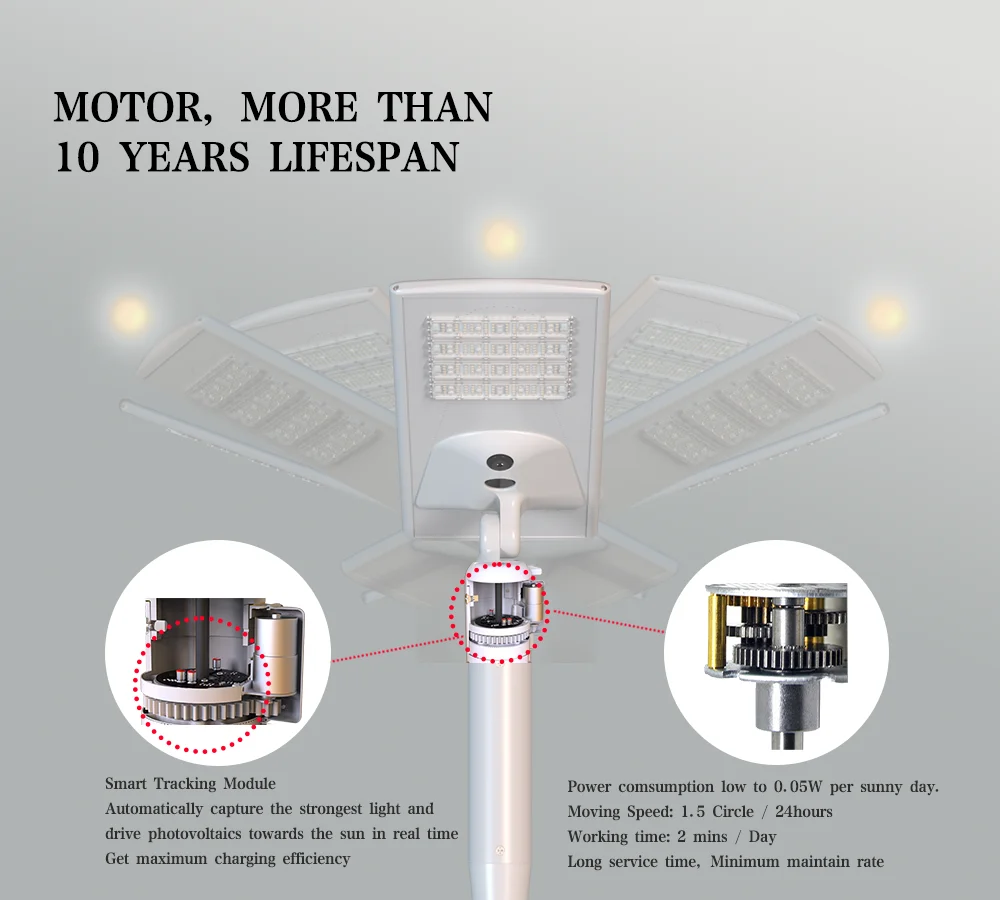 Solar light 60w 90w 120w solar panel follow sunset direction auto led all in one solar street light with CCTV camera